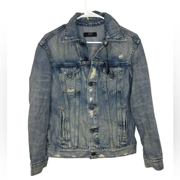 ABLE NWT The Merly Wash Distressed Denim Jean Jacket - Picture 1 of 7